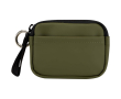Recycled synthetic leather wallet with ring and zip colour dark green