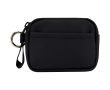 Recycled synthetic leather wallet with ring and zip colour black
