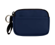 Recycled synthetic leather wallet with ring and zip colour navy-blue