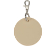 Round recycled synthetic leather keyring with integrated ring colour brown