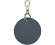 Round recycled synthetic leather keyring with integrated ring colour bondi blue