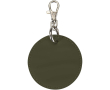Round recycled synthetic leather keyring with integrated ring colour dark green