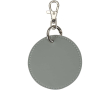 Round recycled synthetic leather keyring with integrated ring colour grey