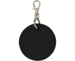 Round recycled synthetic leather keyring with integrated ring colour black