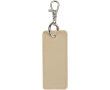 Rectangular recycled synthetic leather keyring with ring colour brown