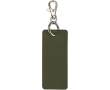 Rectangular recycled synthetic leather keyring with ring colour dark green