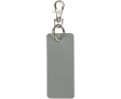 Rectangular recycled synthetic leather keyring with ring colour grey