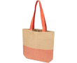 Woven straw bag with magnetic button and wide base 10L colour mahogany