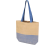 Woven straw bag with magnetic button and wide base 10L colour navy-blue