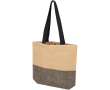 Woven straw bag with magnetic button and wide base 10L colour black