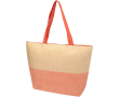 Woven straw paper bag with zip and base, 21L capacity colour mahogany