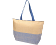 Woven straw paper bag with zip and base, 21L capacity colour navy-blue