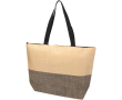 Woven straw paper bag with zip and base, 21L capacity colour black