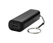 Colourful promotional powerbank with keyring, 1,200 mAh colour black