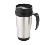 Cheap insulated steel mug with plastic interior, 400 ml colour black