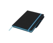 Notebook with pen and colour details, A5 lined pages colour light blue