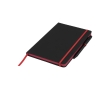 Notebook with pen and colour details, A5 lined pages colour red