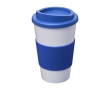 Plastic travel mug with screw lid for employees, 350 ml colour blue