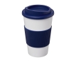 Plastic travel mug with screw lid for employees, 350 ml colour dark blue