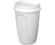 Single-wall cup with 360° lid and insulating rim 350ml colour white