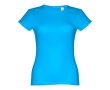 Women's fitted cotton T-shirt, 150 g/m2, THC Sofia colour cyan blue
