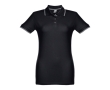 Women's two-tone cotton polo shirt, 210 g/m2, THC Rome colour black