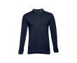 Long-sleeved cotton polo shirt, 210 g/m2, THC Bern colour blue