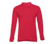 Long-sleeved cotton polo shirt, 210 g/m2, THC Bern colour red