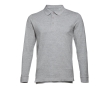 Long-sleeved cotton polo shirt, 210 g/m2, THC Bern colour grey