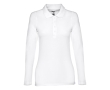 Long-sleeved cotton polo shirt for women, 210 g/m2 colour white
