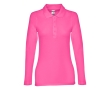 Long-sleeved cotton polo shirt for women, 210 g/m2 colour fuchsia