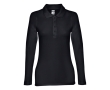Long-sleeved cotton polo shirt for women, 210 g/m2 colour black