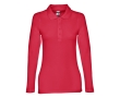 Long-sleeved cotton polo shirt for women, 210 g/m2 colour red