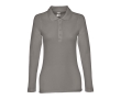 Long-sleeved cotton polo shirt for women, 210 g/m2 colour dark grey