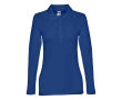 Long-sleeved cotton polo shirt for women, 210 g/m2 colour royal blue