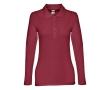 Long-sleeved cotton polo shirt for women, 210 g/m2 colour burgundy