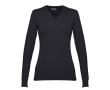 Women's V-neck cotton sweater, 220 g/m2, THC Milan colour black
