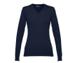 Women's V-neck cotton sweater, 220 g/m2, THC Milan colour navy-blue