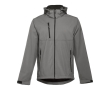 Softshell polyester jacket with hood, 280 g/m2, THC Zagreb colour grey