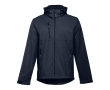 Softshell polyester jacket with hood, 280 g/m2, THC Zagreb colour navy-blue
