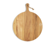 Round wooden serving board with handle colour wood