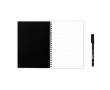 Reusable notebook with flexible cover and marker, A5, lined pages colour black
