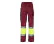 Cotton and polyester work trousers, reflective, 210 g/m2,  colour burgundy