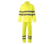 Work rain suit, polyester with reflective elements, 130 g/m2, colour neon yellow