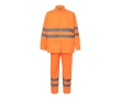 Work rain suit, polyester with reflective elements, 130 g/m2, colour neon orange