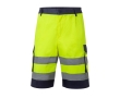 High-visibility work shorts with reflective elements, 210 g/m2, colour yellow