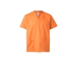 Short-sleeved twill tunic, polyester and cotton, 190 g/m2, colour salmon