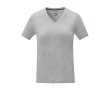 Women’s logo V-neck cotton t-shirt, 160 g/m², Elevate Life colour grey