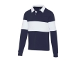 Unisex rugby-style organic cotton polo, 280 g/m², Elevate NXT  colour white/blue
