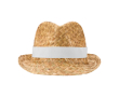 Breathable natural straw hat, customisable band colour white